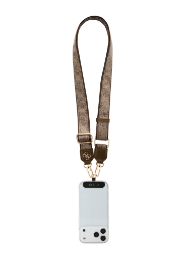 Guess шнурок на шею Universal Crossbody PU Strap 4G Big metal Logo + Smartphone patch Brown
