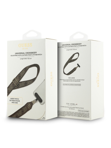 Guess шнурок на шею Universal Crossbody PU Strap 4G Big metal Logo + Smartphone patch Brown