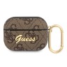 Чехол Guess PU leather 4G metal logo с карабином для Airpods Pro, коричневый