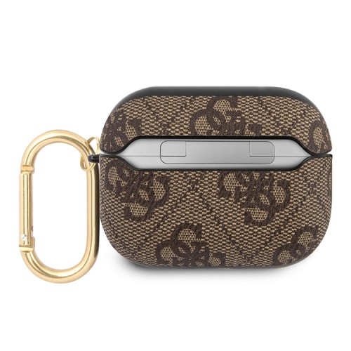 Чехол Guess PU leather 4G metal logo с карабином для Airpods Pro, коричневый