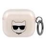 Чехол Karl Lagerfeld TPU Glitters with ring Choupette Transparent для Airpods 3 (2021), золотой