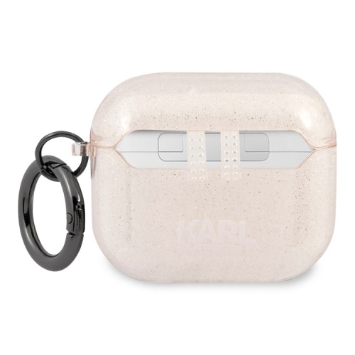 Чехол Karl Lagerfeld TPU Glitters with ring Choupette Transparent для Airpods 3 (2021), золотой