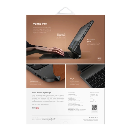 Uniq беспроводная клавиатура VENNO Pro (анг) Magnetic keyboard iPad Pro 11 (2024/25) Caramel