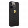 Кожаный чехол Ferrari Quilted with metal logo Hard для iPhone 13 Pro Max, черный
