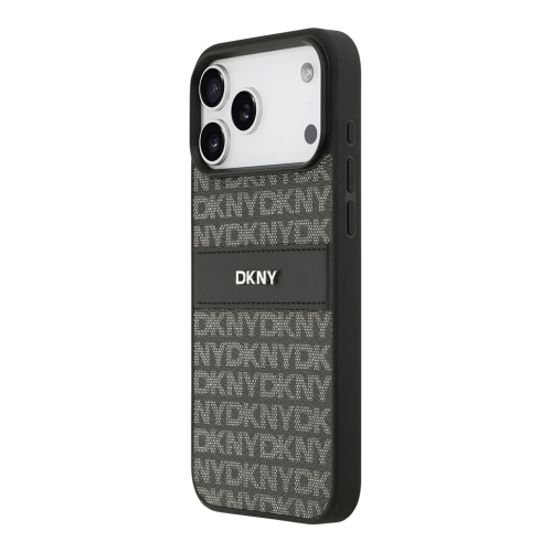 DKNY для iPhone 17 Pro чехол PU Repeat texture Tonal stripe Metal logo Hard Black