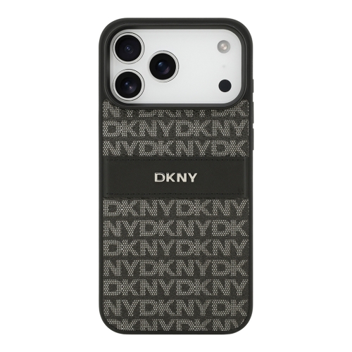 DKNY для iPhone 17 Pro чехол PU Repeat texture Tonal stripe Metal logo Hard Black