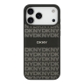 DKNY для iPhone 17 Pro чехол PU Repeat texture Tonal stripe Metal logo Hard Black