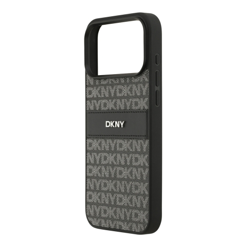 DKNY для iPhone 17 Pro чехол PU Repeat texture Tonal stripe Metal logo Hard Black