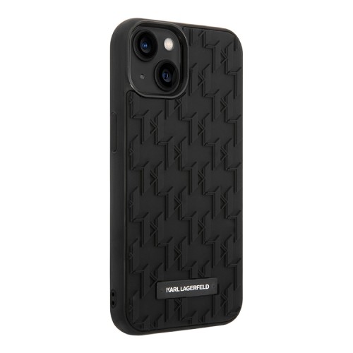 Чехол Lagerfeld 3D Rubber Monogram w Metal logo Hard для iPhone 14, черный