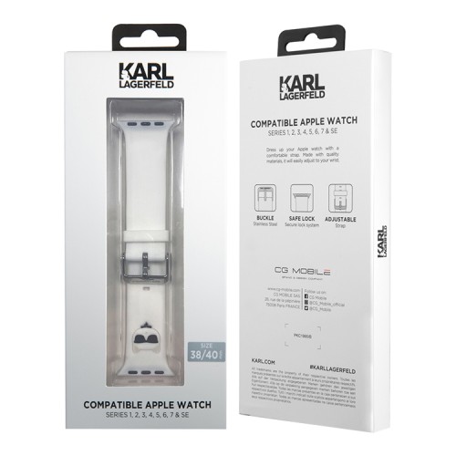 Ремешок Lagerfeld Silicone Choupette head для Apple Watch 42-41-40 mm, белый