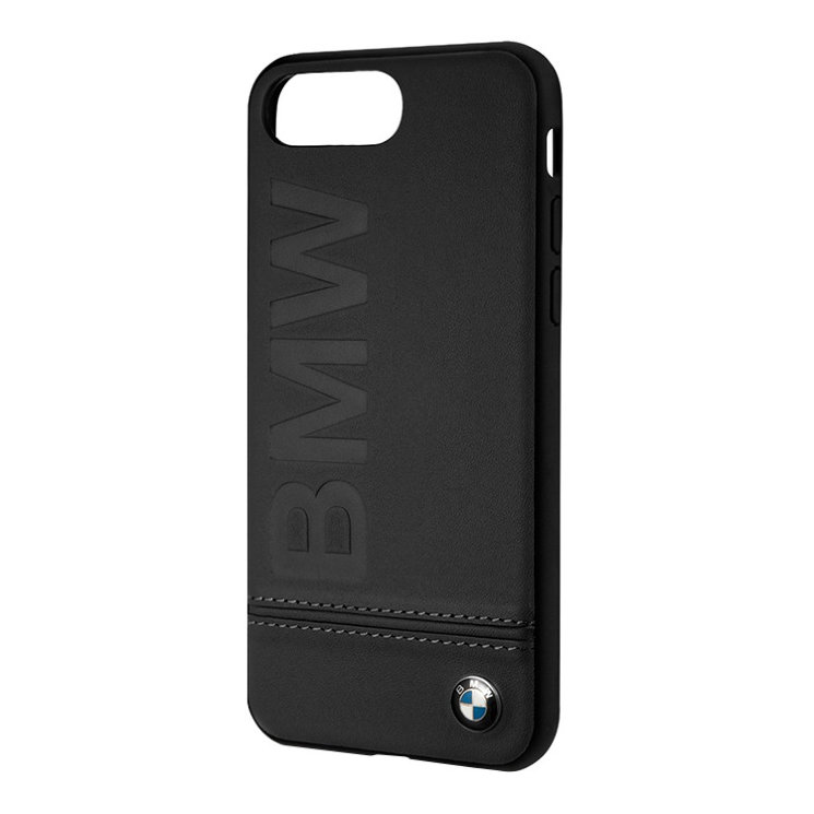 Кожаный чехол BMW Logo imprint Hard для iPhone 7 Plus/8 Plus, черный