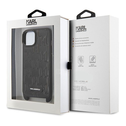 Чехол Lagerfeld Crossbody PU Monogram with Strap Hard для iPhone 14, черный