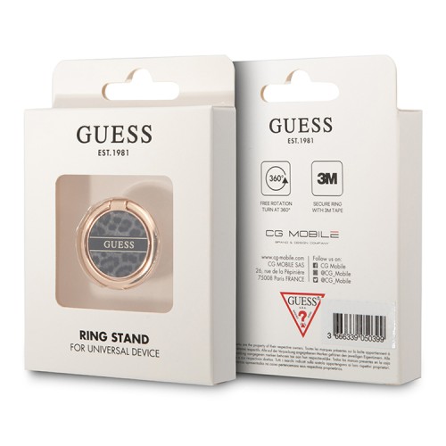 Кольцо держатель Guess Metal Ring stand Leopard для телефона, черный/золотой