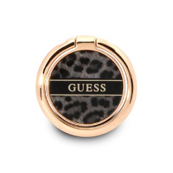 Кольцо держатель Guess Metal Ring stand Leopard для телефона, черный/золотой