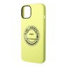 Чехол Lagerfeld Liquid silicone RSG Round logo Hard для iPhone 14 Plus, зеленый
