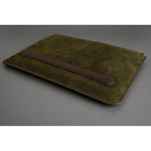 Чехол-папка Bustha Zip Folio Suede/Leather для MacBook Air 13 | Pro 13 (2018/22), Dark Khaki