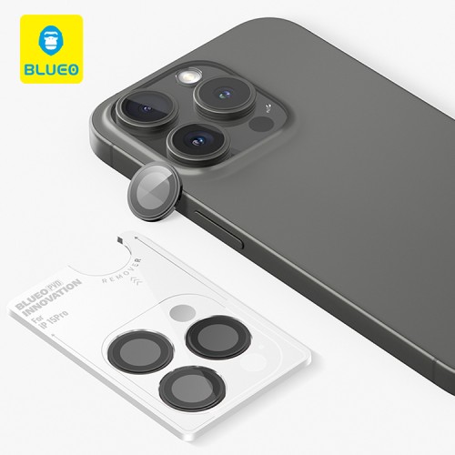 BlueO стекло для iPhone 15 Pro Camera Lens PVD stainless steel 3 шт. Black (+install)
