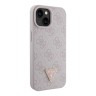 Guess для iPhone 15 чехол PU 4G Triangle Diamond metal logo Hard Pink