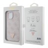 Guess для iPhone 15 чехол PU 4G Triangle Diamond metal logo Hard Pink