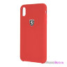 Чехол Ferrari Silicone Rubber Silver Logo для iPhone X/XS, красный