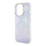 Guess для iPhone 15 Pro чехол PC/TPU Peony glitter +Nylon Hand cord Hard Iridescent Purple