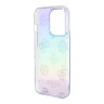 Guess для iPhone 15 Pro чехол PC/TPU Peony glitter +Nylon Hand cord Hard Iridescent Purple