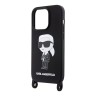 Lagerfeld для iPhone 15 Pro Max чехол Crossbody Liquid silicone NFT Karl Ikonik +Strap Hard Black