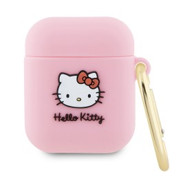 Hello Kitty для Airpods 1/2 чехол Liquid silicone 3D Rubber Kitty Head Pink