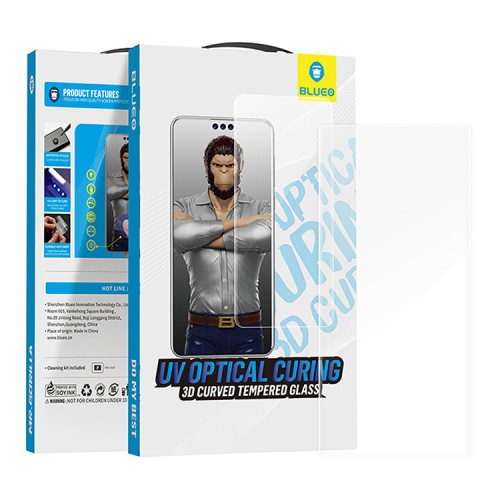 BlueO стекло для Galaxy S24 Ultra, 3D Curved UV glass + UV лампа прозрачное