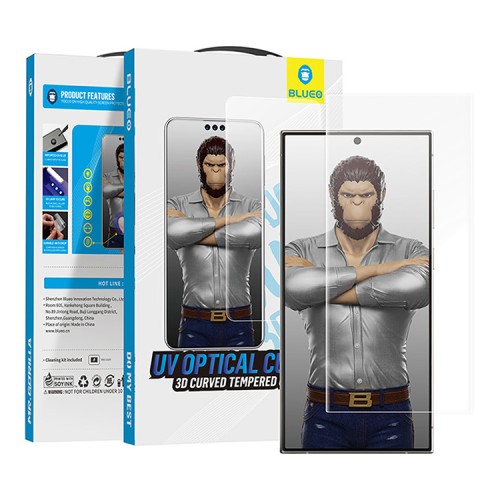 BlueO стекло для Galaxy S24 Ultra, 3D Curved UV glass + UV лампа прозрачное