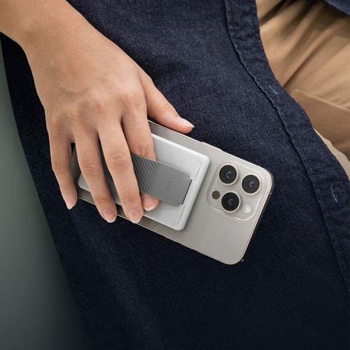 Uniq магнитный бумажник Heldro ID Magnetic cardholder with Grip-Band and Stand Chalk Grey