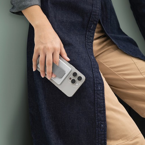 Uniq магнитный бумажник Heldro ID Magnetic cardholder with Grip-Band and Stand Chalk Grey