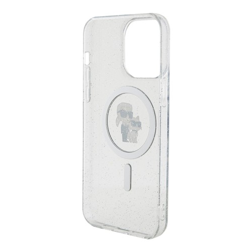 Karl Lagerfeld для iPhone 14 Pro Max чехол PC/TPU NFT Karl & Choupette Hard Glitter Transp (MagSafe)