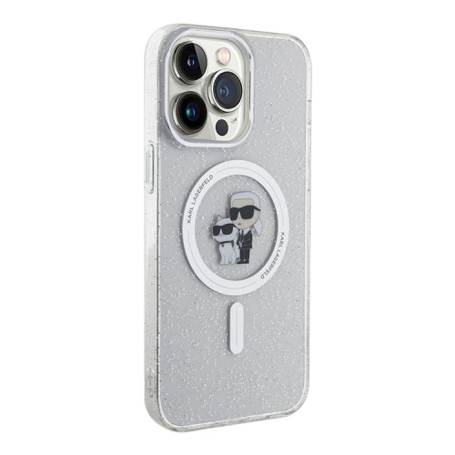 Karl Lagerfeld для iPhone 14 Pro Max чехол PC/TPU NFT Karl & Choupette Hard Glitter Transp (MagSafe)
