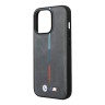 BMW для iPhone 15 Pro Max чехол M-Collection PU Quilted Tricolor Hard Grey (MagSafe)