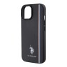 U.S. Polo для iPhone 15 чехол PU Double horse logo and Tricolor line Hard Black