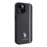 U.S. Polo для iPhone 15 чехол PU Double horse logo and Tricolor line Hard Black