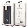 U.S. Polo для iPhone 15 чехол PU Double horse logo and Tricolor line Hard Black