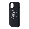 Karl Lagerfeld для iPhone 15 чехол Liquid Silicone NFT Karl & Choupette Body Hard Black (MagSafe)