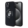 Karl Lagerfeld для iPhone 15 чехол Liquid Silicone NFT Karl & Choupette Body Hard Black (MagSafe)