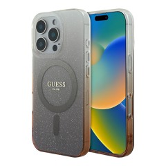 Guess для iPhone 16 Pro Max чехол PC/TPU Glitter Gradient Brown (MagSafe)