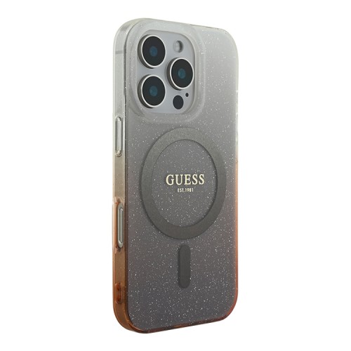 Guess для iPhone 16 Pro Max чехол PC/TPU Glitter Gradient Brown (MagSafe)