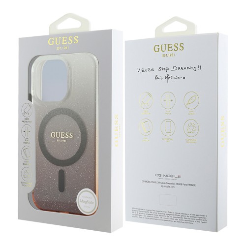 Guess для iPhone 16 Pro Max чехол PC/TPU Glitter Gradient Brown (MagSafe)