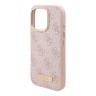 Guess для iPhone 16 Pro чехол PU-кожа 4G Plate metal logo Pink (MagSafe)