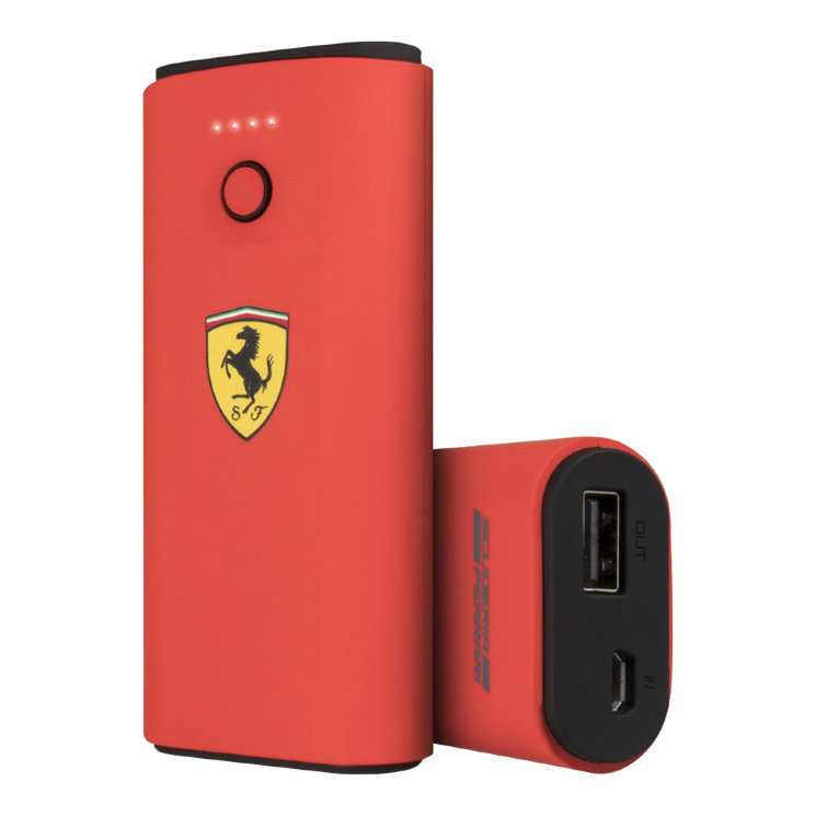 Внешний аккумулятор Ferrari Rubber USB 5000 mah, красный