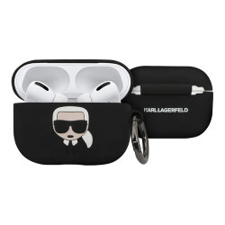 Чехол Karl Lagerfeld Silicone с кольцом для Airpods Pro, черный