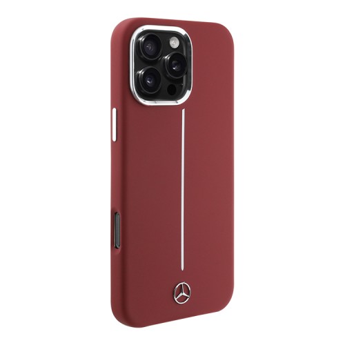 Mercedes для iPhone 16 Pro Max чехол Liquid silicone Vertical stripe Red (MagSafe)