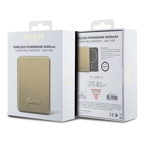 Guess АКБ MagSafe with Metal Script logo 5000 mAh 15W Gold