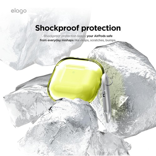 Elago для AirPods 4 чехол Clear Hang case Neon Yellow