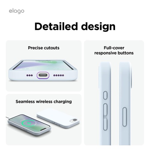 Elago для iPhone 16e чехол Soft silicone (Liquid) Light Blue (MagSafe)